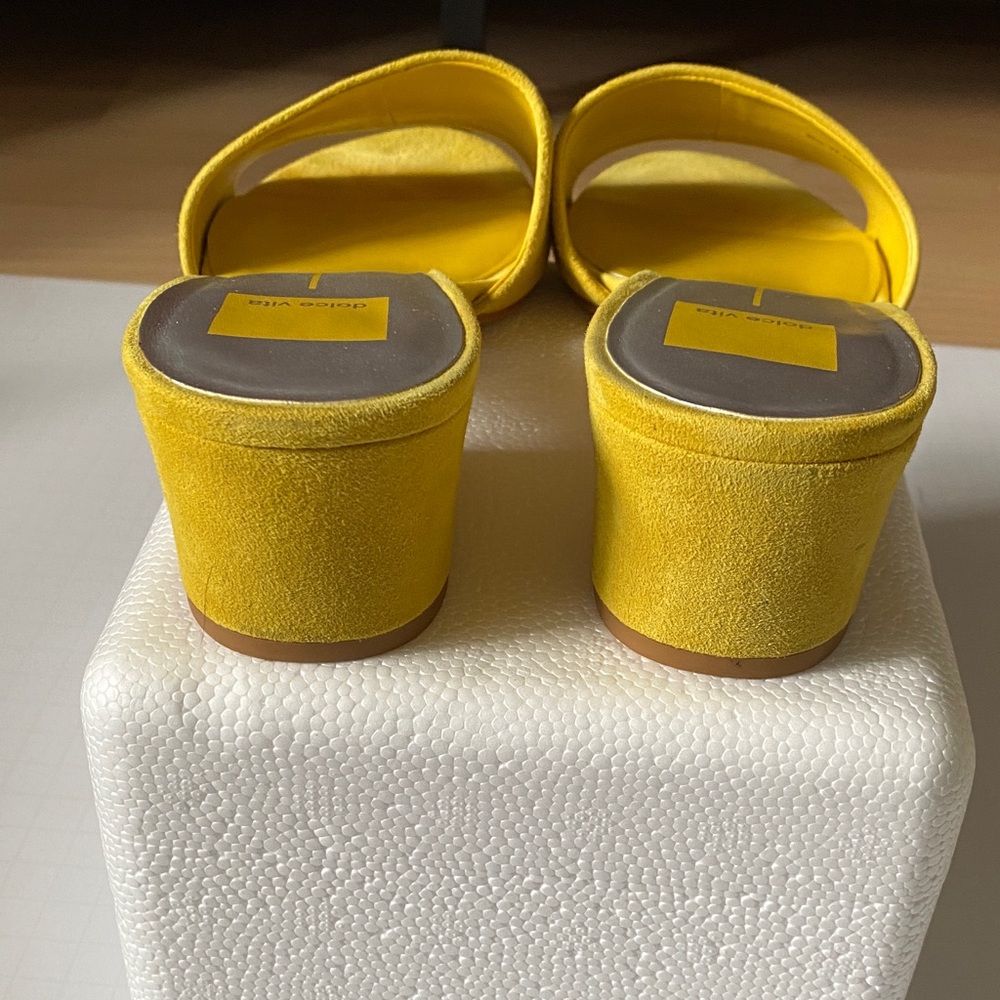 Dolce Vita Bright Yellow Suede Slide Mules - Picture 3 of 4